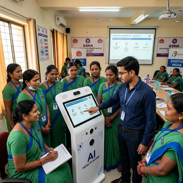 ASHA workers training on AI health kiosk