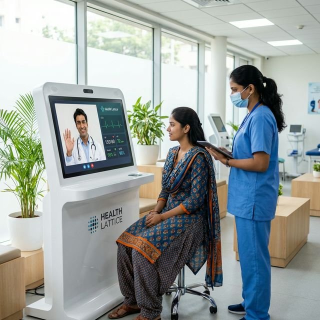 Telemedicine consultation at Health Lattice kiosk