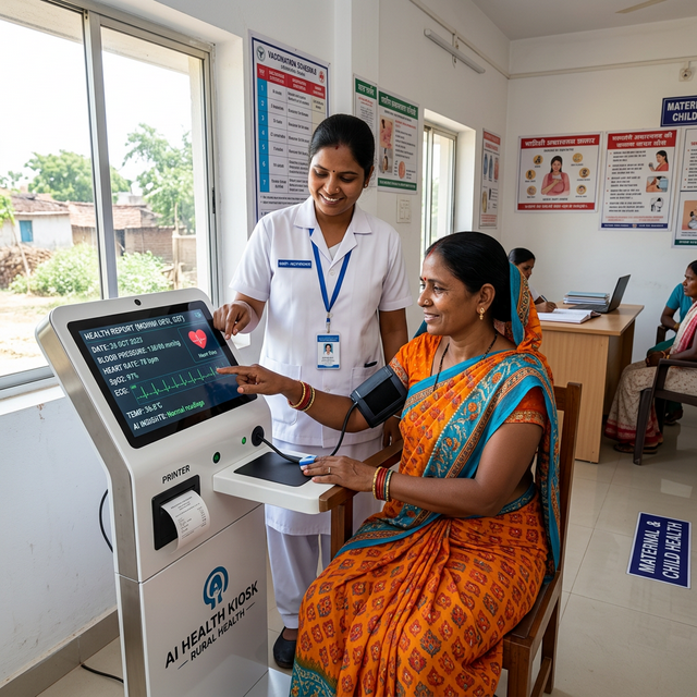 AI Health Kiosk installed in a rural PHC