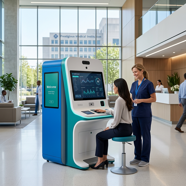 Health Lattice AI Kiosk in premium hospital setting